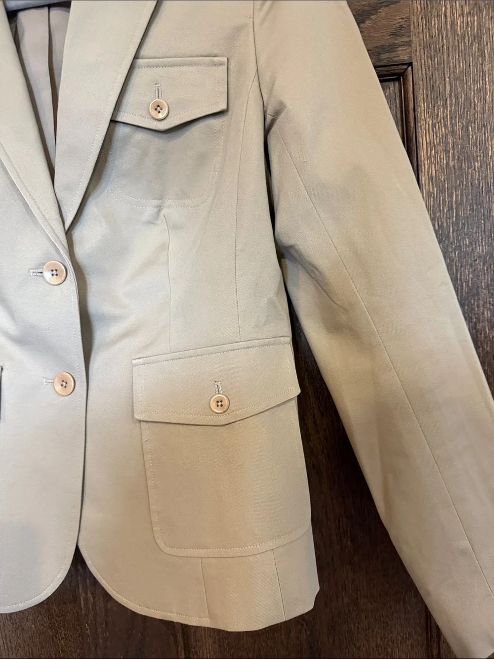 Body by Victors Khaki Beige Tailored Cotton Blend Blazer Size 6 Y2K era